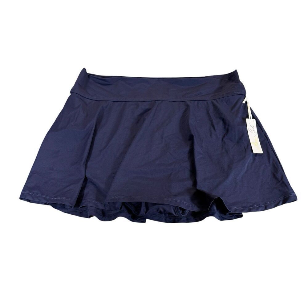 NWT Anne Cole 18W Soft Band Skirted Swim Bottom Skort Navy Blue $64 MYPB41401